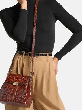 BRAHMIN MARGO CROCODILE-EMBOSSED CROSSBODY BAG